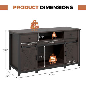 Soporte de Acuario Industrial de Metal y Madera con Tomacorriente, Puertas Correderas Tipo Granero y Estantes Ajustables - Product Image 6