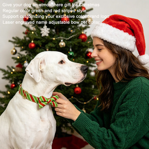 Christmas <strong>Gift</strong> Eco-Friendly Polyester Dog Collar Bowtie Custom Engraved Anti-<strong>Lost</strong> <strong>Pet</strong> Neck Collar Adjustable Festive <strong>Pet</strong> - Product Image 1