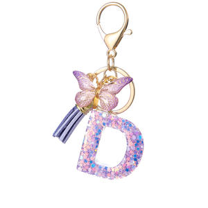 Copper <b>LED</b> Keychains with 26 English Letters purple <b>Star</b> Tassels Doll Pattern Safe Feature for Ladies' Students' Bags Pendants - Product Image 4