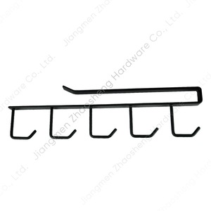 Cabinet Under <b>Hooks</b> <b>Black</b> Wall Mounted Type Punch Free Kitchen Storage Rack With 4 <b>Hooks</b> For Utensils And Clothes Organizer - Product Image 5