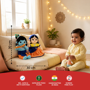 Dúo de Lord Krishna y Radha, Peluche Suave No Musical, Figura de Pareja Divina, Ídolo Devocional de Dioses Hindúes, Decoración Espiritual para el Hogar, Adoración - Product Image 3