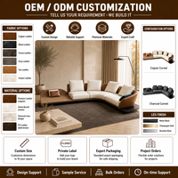 Canapé d'angle en cuir véritable en forme de L, 3 places, sectionnel incurvé, éponge écologique, luxe italien matelassé pour grand salon