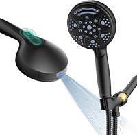 Pomme de douche à main haute pression entièrement noire à 9 réglages avec douchette de lavage arrière avec tuyau et support