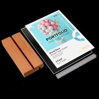 3 Pack 5x7 Inch Vertical Slant Display Acrylic Sign Holder Wood Base Plexiglass Display Stand Model Pop A4 Size 2mm Thickness