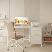 Bureau d'ordinateur moderne blanc avec tiroirs en tissu armoire 47 pouces bureau à domicile table d'écriture bureaux pour PC