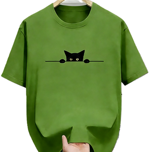 Kaos Grafis Mata Kucing Mengintip, Cetakan Kasual Minimalis Lucu untuk Pecinta Hewan Peliharaan, Nyaman, Lembut, dan Bernapas - Product Image 4