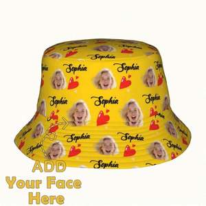 Bob personnalisé avec photo pour homme – Idéal pour l'été, la plage, les festivals, Halloween – Motif à carreaux et dessin animé pour usage quotidien - Product Image 2