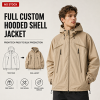 Veste coupe-vent fonctionnelle pour homme, beige, résistante à l'eau, avec capuche, en tissu ripstop, pour l'extérieur, en gros