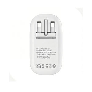 <span class=keywords><strong>Cargador</strong></span> Rápido para Teléfono Compatible con USB-C de Doble Puerto y 36 W, Enchufe Estándar Plegable de 3 <span class=keywords><strong>Pines</strong></span> - Product Image 2