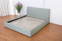 Lit Queen Size Réglable, Simple, Électrique, en Bois et Cuir, Solide, avec Mécanisme de Sommier Souple, Lit Bas avec Sommier Tapissé