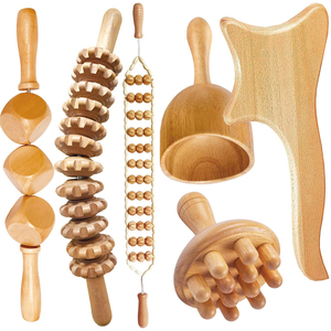 Rouleau de <span class=keywords><strong>massage</strong></span> dorsal en bois de haute qualité, fabrication OEM, 6 outils - Product Image 1