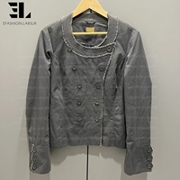 Veste Bomber LARSUR en toile de canard délavée sur mesure, style Napoléon, coupe slim, col montant, pour moto, type Hussar