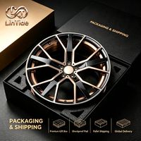 Rueda de Aleación Forjada de Dos Colores con Múltiples Radios, Acabado Negro Brillante y Cara Mecanizada, Directo de Fábrica, para Modificación de Automóviles, Venta al Por Mayor