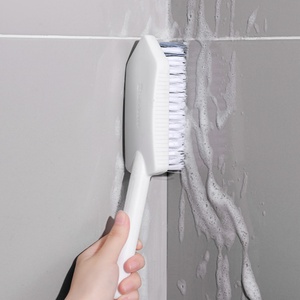 V-Shaped 2-in-1 Plastic Floor <b>Scrubbing</b> <b>Brush</b> with Long Handle for Cleaning Shower Tiles and Floors Designed for Bathroom Use - Product Image 3