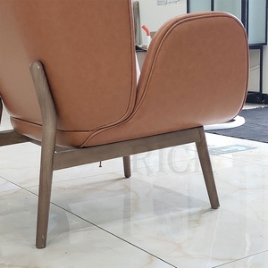 Modern Design Wood Legs Wing <strong>Chair</strong> Modern <strong>Large</strong> Leather Single Retro Leather Accent <strong>Chairs</strong> with <strong>Arms</strong> Faux Leather Lounge <strong>Chair</strong> - Product Image 6