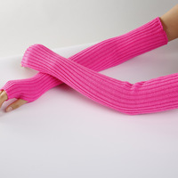 Hombres Mujeres de longitud media mangas falsas de punto cálido medio dedo guantes Unisex manga del brazo mitones sin dedos