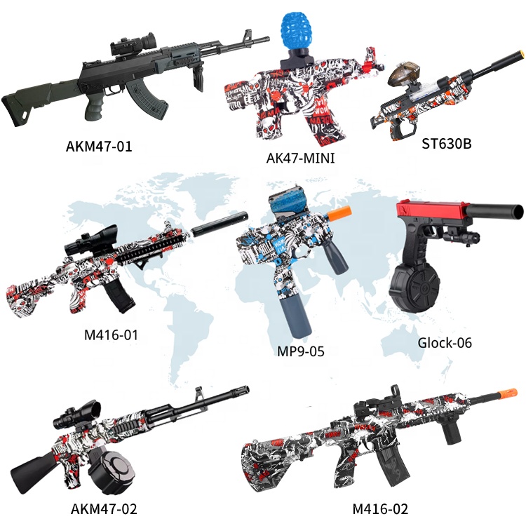 Электрический пистолет-бластер AKM47 M4, мягкая пуля с гелевыми шариками, игрушечные пистолеты