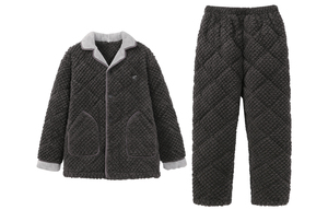 Pigiama Invernale <span class=keywords><strong>da</strong></span> <span class=keywords><strong>Uomo</strong></span> in Pile Grigio Scuro, Durevole, Confortevole, Caldo e Traspirante, con Maniche Lunghe e Motivo a Rombi - Product Image 5