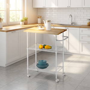 3 Lagen Keuken Trolley Met Wielen Mobiele Food Kar Utility Cart Met Hout Mdf <span class=keywords><strong>Board</strong></span> - Product Image 1