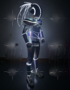 Personalizado barra <span class=keywords><strong>gogo</strong></span> Ropa de baile discoteca ds futuro la tecnología de luz LED rendimiento ropa músculo hombres traje de los hombres de la armadura - Product Image 3