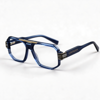 Montures de lunettes en acétate à double pont avec logo personnalisé, style vintage géométrique carré, lunettes optiques artisanales pour verres correcteurs