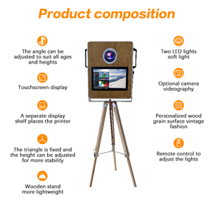Bán hot óc chó rắn bằng gỗ photo booth kiosk 15.6 cảm ứng csreen vogue dslr photo booth shell với máy ảnh và máy in - Product Image 4
