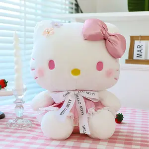 35CM Hot Selling Creative K T Cat with Pink Suspenders Angel Dressed Kitty Fluffy Animal Plush Toy Girlfriends' Gift