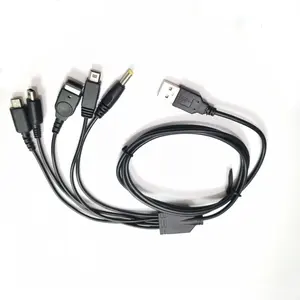 Cabo usb para carregamento rápido 5 em 1, 1.2m, cabo para jogo nintendo 3ds xl nds lite ndsi ll wii u gba psp