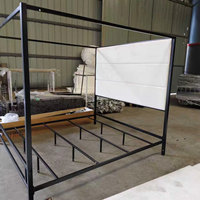 Lit plateforme moderne King Size convertible et réglable avec tête de lit rembourrée en velours et baldaquin, pour un confort doux à la maison