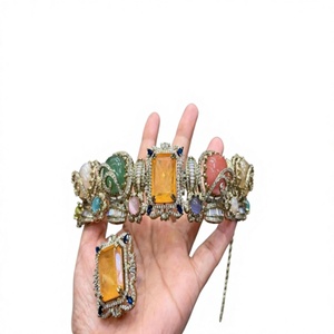 Ensemble collier et boucles d'oreilles en or plaqué laiton de qualité supérieure, tendance, avec moissanite, pour femmes, pour les mariages et les soirées - Product Image 2