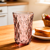 Verre à eau et jus Samyo Vintage, gaufré diamant, rose, pour boissons