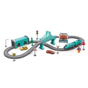 2024 Hot Bán giáo dục 66 cái Pin hoạt động TRAIN SET DIY điện Train đường sắt tốc độ cao thành phố theo dõi nhựa khe cắm đồ chơi - Product Image 2