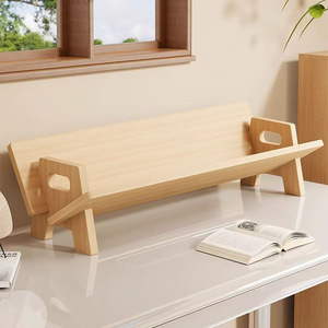 Solid Wood <b>Desktop</b> Book Rack Rectangle Standing Type 1 Layer Office Desk Organizer Multifunctional Storage <b>Shelf</b> - Product Image 3
