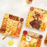 Planches à découper de cuisine en bambou, plateau à fromage, planche à charcuterie avec couvercle et fermoir, ustensiles de cuisine durables, antibactériens