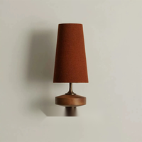 Applique murale vintage en bois avec abat-jour en tissu rétro français, éclairage LED pour chambre à coucher, chevet, couloir, hôtel, éclairage décoratif intérieur