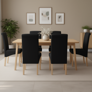 <b>Black</b> Fabric Dining Chairs With Wooden <b>Frame</b> Standard Size Modern Upholstered Home Furniture - Product Image 2