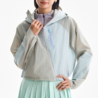 Veste de sport d'extérieur à capuche, séchage rapide, anti-plis, color block, protection solaire, pour femme, été, fonctionnelle, 100% nylon