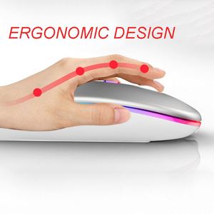 Chất lượng cao siêu mỏng RGB A2 Chuột chơi game không dây 3D phong cách giao diện USB có thể sạc lại đầy màu sắc cầu vồng thở dẫn ánh sáng - Product Image 3