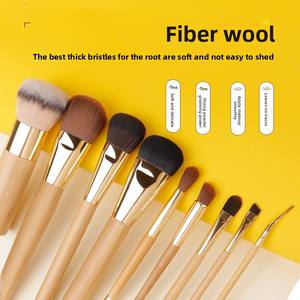 Оригинальный Набор бамбуковых кистей для макияжа, набор из 14 предметов, полный набор, двусторонний одноразовый косметический макияж - Product Image 5