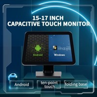 Monitores táctiles POS de montaje en pared de pantalla plana pura Monitor de pantalla táctil capacitiva de 15 17 pulgadas VGA USD TFT LCD Monitor de escritorio