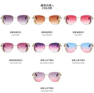 <span class=keywords><strong>Gafas</strong></span> <span class=keywords><strong>de</strong></span> <span class=keywords><strong>Sol</strong></span> <span class=keywords><strong>de</strong></span> Moda para Mujer sin Montura con Cabeza <span class=keywords><strong>de</strong></span> Zorro, Incrustaciones <span class=keywords><strong>de</strong></span> Diamantes <span class=keywords><strong>de</strong></span> Lujo, Lentes UV400, Monturas <span class=keywords><strong>de</strong></span> PC en Oro, Rosa y Rojo - Product Image 3