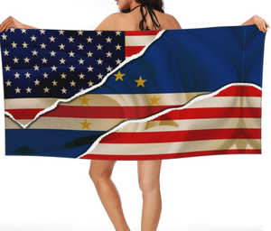 Serviette de plage unisexe de haute qualité avec design personnalisé du drapeau du <span class=keywords><strong>Cap</strong></span>-<span class=keywords><strong>Vert</strong></span>, séchage rapide, légère, en microfibre, pour les <span class=keywords><strong>vacances</strong></span> en bord de mer - Product Image 3