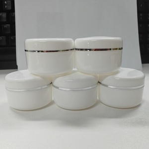 Wholesale 10g 20g 30g 50g 100g 150g 200g White PP <b>Plastic</b> Cream Packaging Cosmetic Cream <b>Jars</b> With Gold Silver Edge Cap - Product Image 4