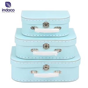 Boîte cadeau rétro en carton 3 pièces avec boucle et poignée métalliques, boîte de rangement décorative pour fête - Product Image 2