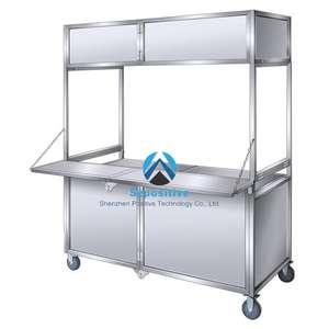 Chariot minimaliste de couleur personnalisée, chariot de restaurant commercial, chariot de salle à manger mobile, chariot de nourriture portable pour les étals de collations et les marchés de nuit - Product Image 2