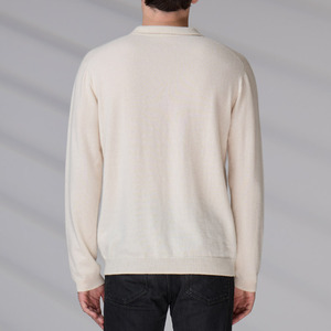 Pull en tricot personnalisé avec logo, vêtements d'hiver pour hommes, polo à manches longues, col en V, pull en cachemire - Product Image 5
