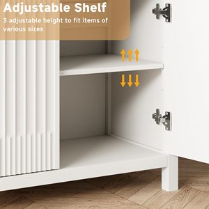 <span class=keywords><strong>Buffet</strong></span> de 60 pouces avec rangement, armoire de cuisine de 36 pouces de hauteur avec 4 tiroirs, meuble de bar à café moderne avec poignées dorées, <span class=keywords><strong>blanc</strong></span> - Product Image 5