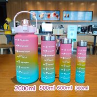 Ensemble Bouteilles d'Eau Motivationnelles 4 en 1, en Plastique sans BPA, Couleur Dégradée, pour Fitness, Sport et Gym, avec Marqueur de Temps (Lot de 4 Pièces)