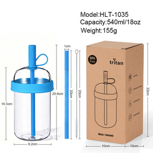 Nuevo Vaso con Pajita Multicolor Estilo Americano <span class=keywords><strong>de</strong></span> 540ml para Té con Leche y Café, Portátil, <span class=keywords><strong>de</strong></span> Tritán, para Uso General (2026) - Product Image 1