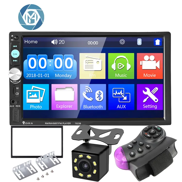 Universal 7inch Car Radio MP5 Player 2din Touch Screen Stereo Player With Rear Review Camera Remote Control